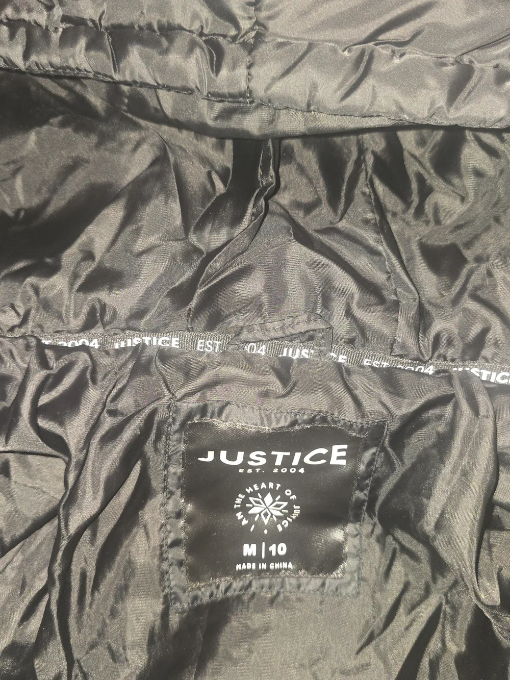 Justice Girls Black Puffer Jacket Medium (10)